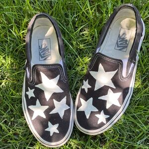 Black Slip on Vans with stars